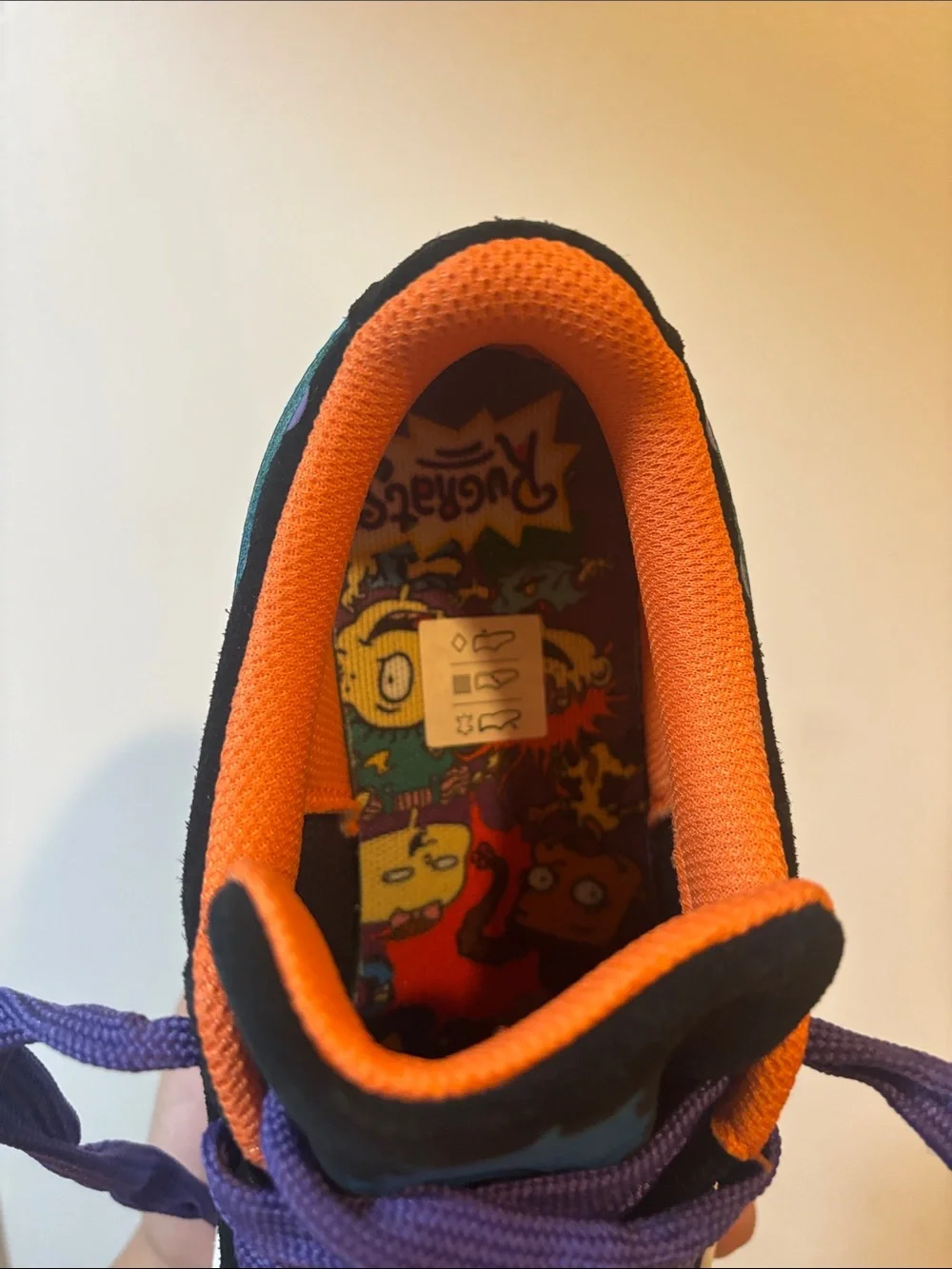 Puma Kids Black Sneakers with Purple Laces and Orange Interior Trim